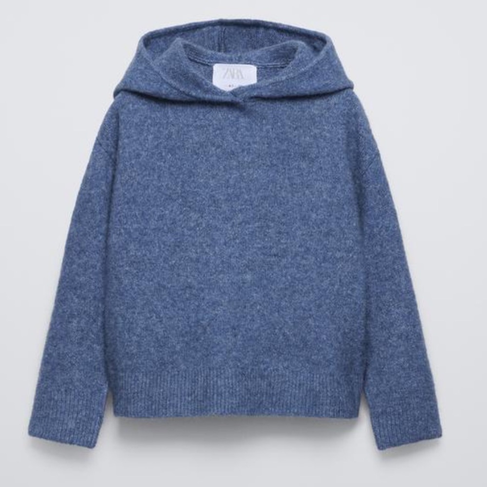 Zara Sky Blue Knit Hoodie